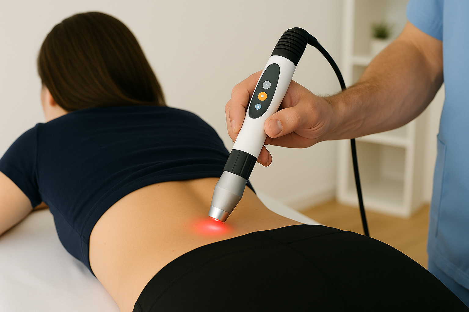 K-Laser Treatment on back by Dr Jim Claeys at Restore Wellness Center Melbourne FL