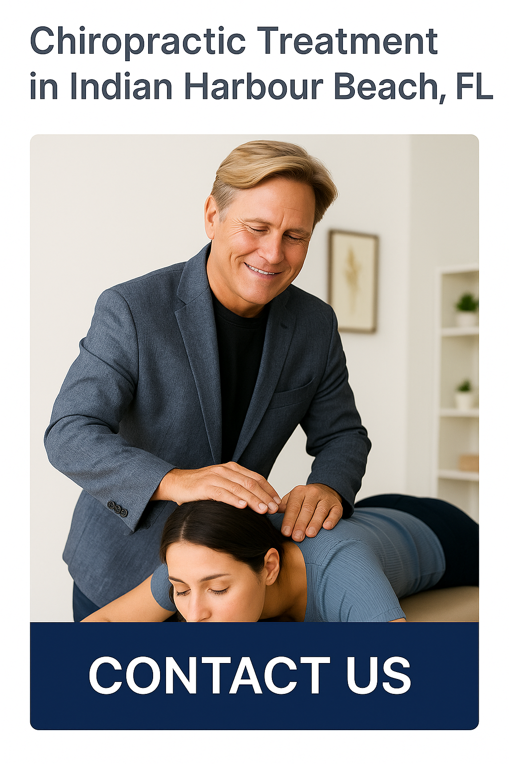 Dr. Jim Claeys performing chiropractic treatment on a female patient at Restore Wellness Center in Indian Harbour Beach, FL, promoting natural spine care and wellness support.