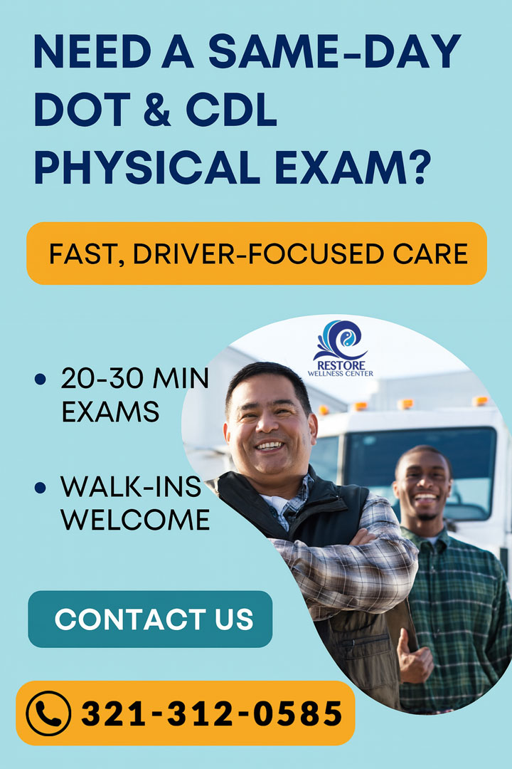 same-day-DOT-CDL-medical-exams-at-Restore-Wellness-Center-Melbourne-FL